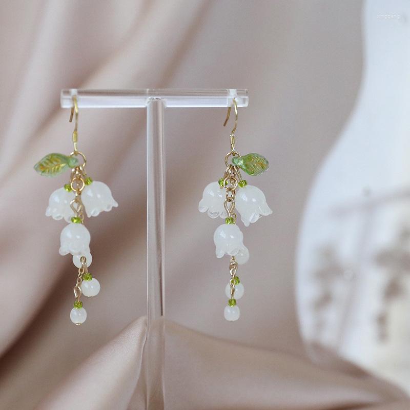 

Dangle Earrings Sweet Temperament Small Fresh White Lily Of The Valley Flower Elegant And Gentle Wedding Party Jewelry Gifts