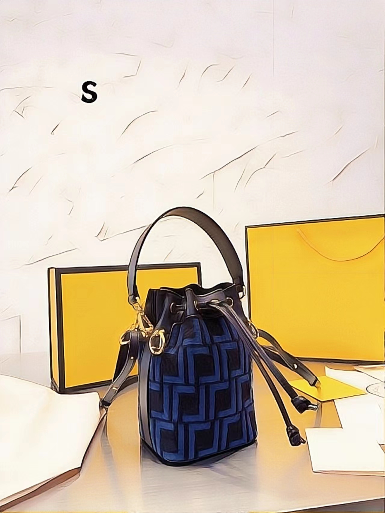 

Mon Tresor Designer Bucket Bags Luxury Shoulder Women Leather Handbag Removable Shoulders Strap Handbags Bag 008