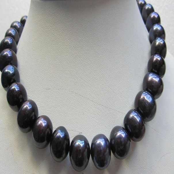 

Fashion Jewelry 10-11MM BLACK PEARL NECKLACE 18 INCHES 14K GOLD CLASP