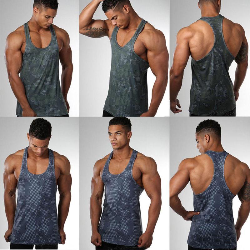 

Men's Tank Tops Summer Men's Breathable Gym Top Shirts Fashion Print Cotton Bodybuilding Sport Vest Fitness Undershirt 2022, Blue