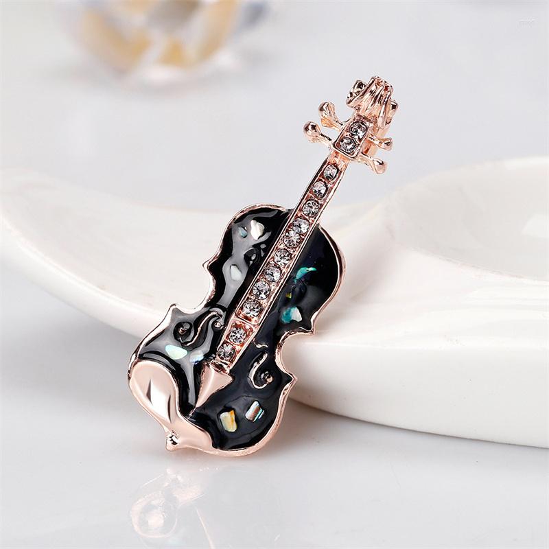 

Brooches High-end Personality Guitar Violin Brooch Drip Oil Painted Shell Corsage Pin Ladies
