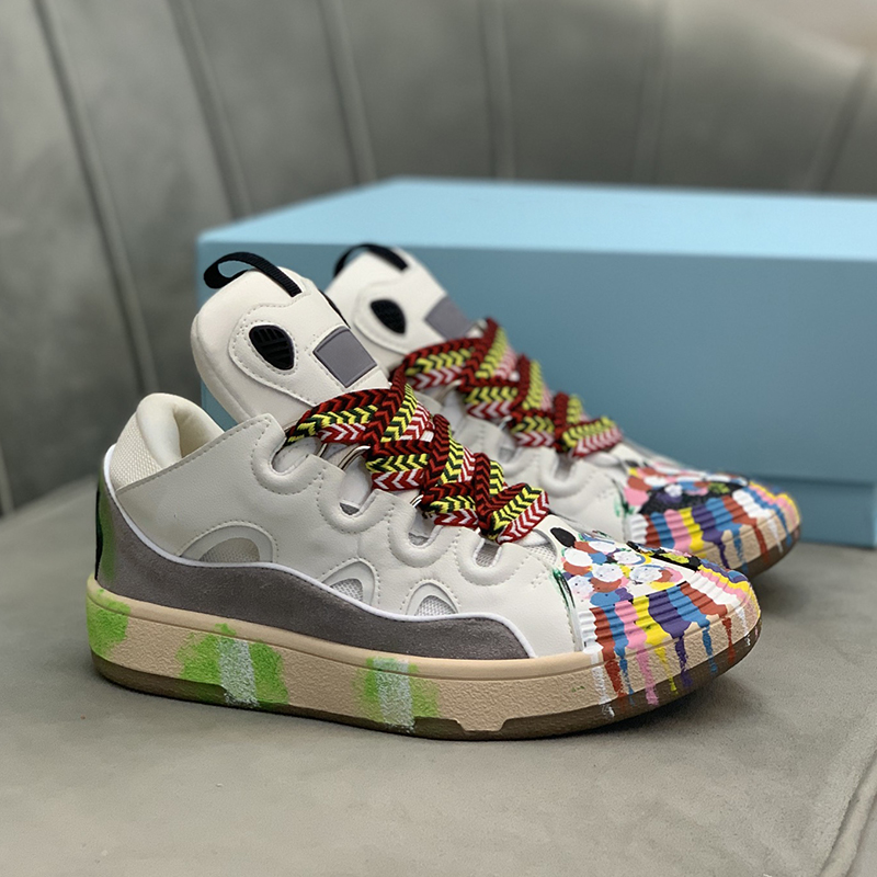 

CURB SNEAKERS Casual Shoes Embossed Nappa Calfskin Rubber Platform Classic Shoe Luxury Designer Curbs Sneaker Leather Mesh Woven Lace-Ups Multicolor Size 35-46