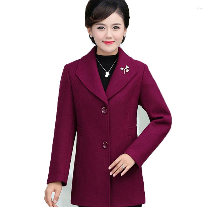 

Women's Wool Women's Coat 2022 Autumn Winter Woolen Blended Single-Breasted Square Collar Casual Outwear Tops Mother Dress 5XL, Purple