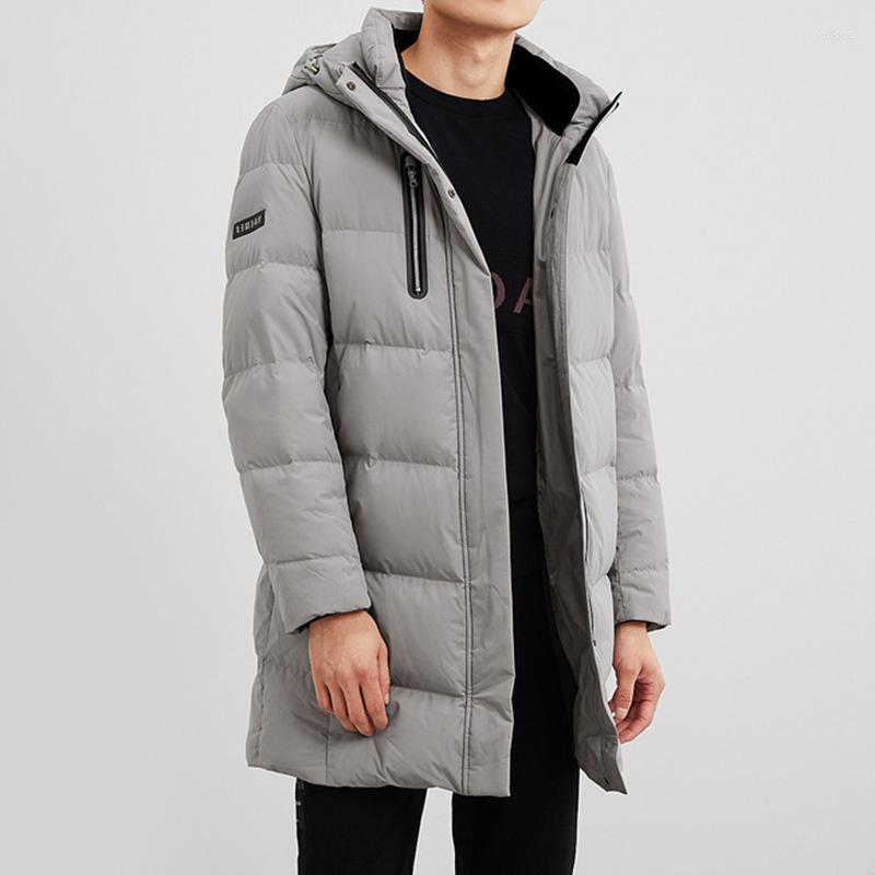 

Men's Down Stand Windproof Winter Collar Hooded Thick Lightweight White Warm Jacket, Y4r02200 light grey