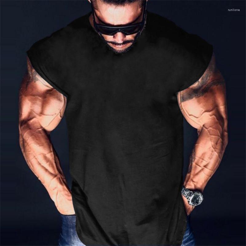 

Men's Tank Tops Brand Fitness Clothing Gyms Top Men Solid Canotta Bodybuilding Stringer Workout Singlet Sleeveless Shirt, White
