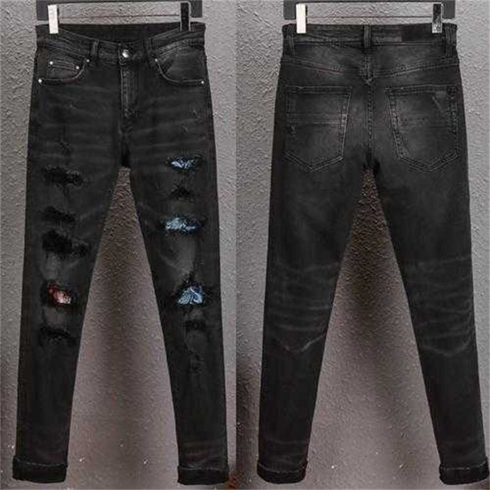 

Men's Jeans Patches Detail Biker Fit Men Slim Motorcycle for Mens Vintage Distressed Denim Jean Pants5ex1, Amr-8315