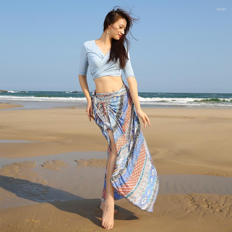 

Stage Wear Belly Dance Women Dress Milk Silk Shirt&long Hight-slit Skirt Suit Dancing Practice Costumes S238 Q3105, See chart