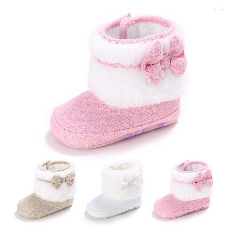 

Boots Born Infant Baby Girls Boys Ankle Snow Non-slip Winter Half Comfort Soft Bottom Keep Warm Fur Plush Insole Shoes, White