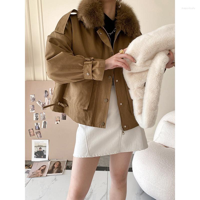 

Women's Trench Coats 2022 Women's Winter Quilted Puffer Short Warm Coat Jacket With Removable Fur Collar And Zipper Parkas, Black