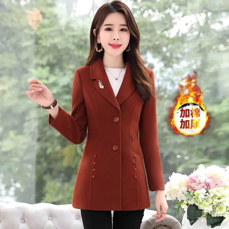 

Women's Wool 2022 Autumn Winter Thicken Woolen Coat Women Single-Breasted Outerwear Female Jacket Fashion Elegant Overcoat, Green