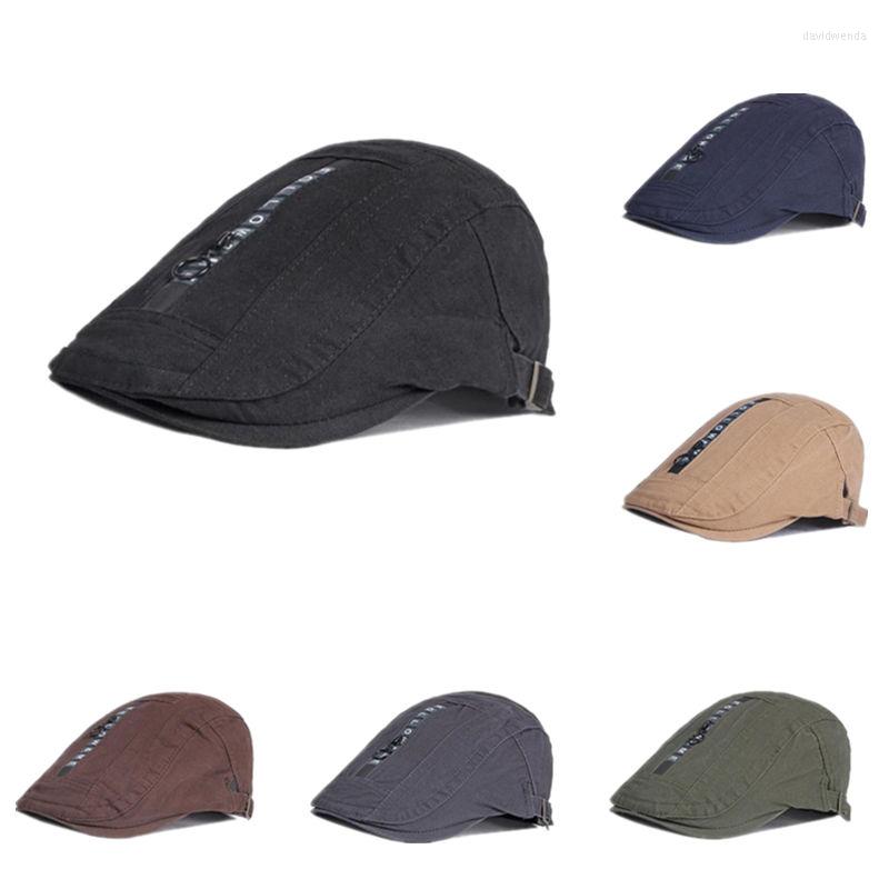

Berets 2022 Cotton Spring Summer Solid Color Letter Sboy Caps Flat Peaked Cap Men And Women Painter Beret Hats 137, Black