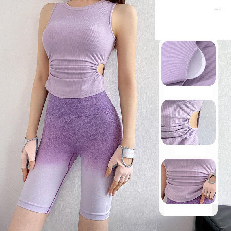 

Active Sets Seamless Sports Ribbed Yoga Crop Top Bras&High Waist BuScrunch Shorts Fitness Two Pieces Tracksuit Set For Women, Pink