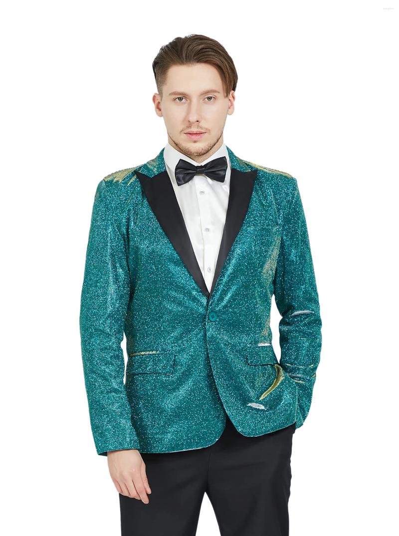 

Men's Suits Tailored Green Bright Silk Blazer Trousers Men Peaked Lapel Wedding Outfits Business Party Wear Clothing 2pcs Jacket Pants, Multi