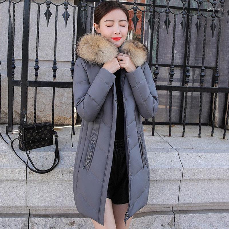 

Women's Trench Coats 2022 Winter Overcoat Parka Thickness Long Fashion Zipper Down Padded Jacket Women Hooded Cotton Jackets -4XL Female, Red
