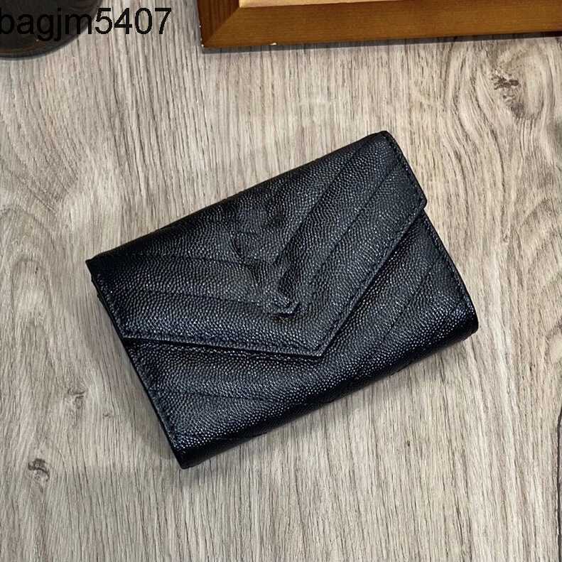 

Design Bag Ladies Purse Guangzhou Cowhide Women's Short Wallet Letter Caviar Real Pickup Bag, Black gold button