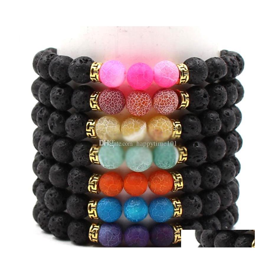 

Charm Bracelets Natural Black Lava Agate Stone Chakra Bracelets Aromatherapy Essential Oil Diffuser Bracelet For Women Men Jewelry D Dhgmr
