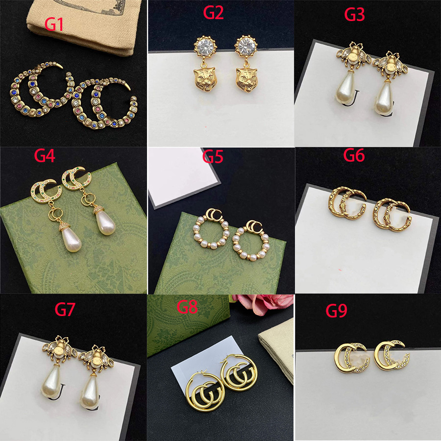 

New Designer hoop Earrings G-Letter Gift Girl Wholesaler Party Rose Gold Platinum Long Chain Diamonds