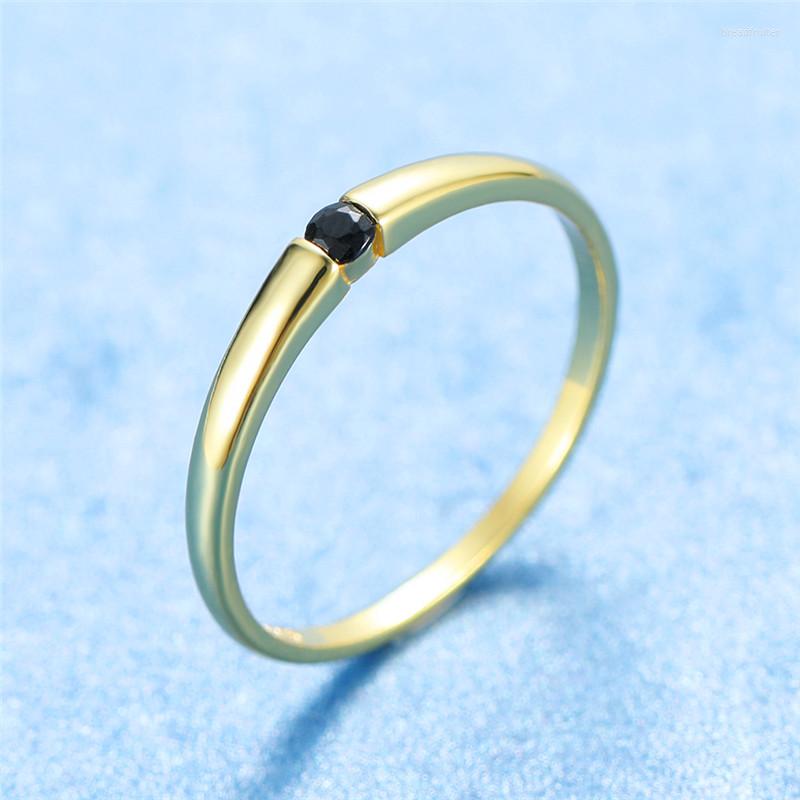 

Cluster Rings Simple Female Blue/Red/Black Crystal Ring Classic Engagement Wedding For Women Fashion 925 Silver Gold One Stone Love