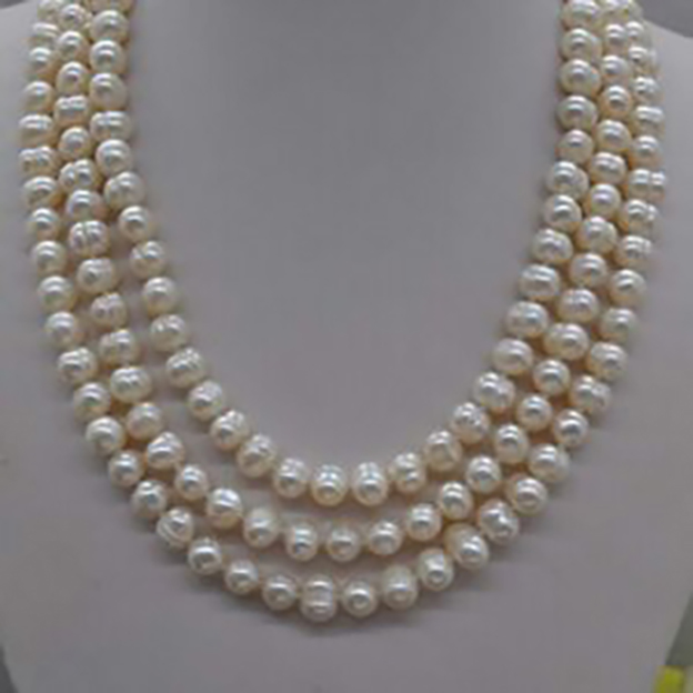 

New Fashion Jewelry white 7-8mm freshwater pearl Necklace 50"