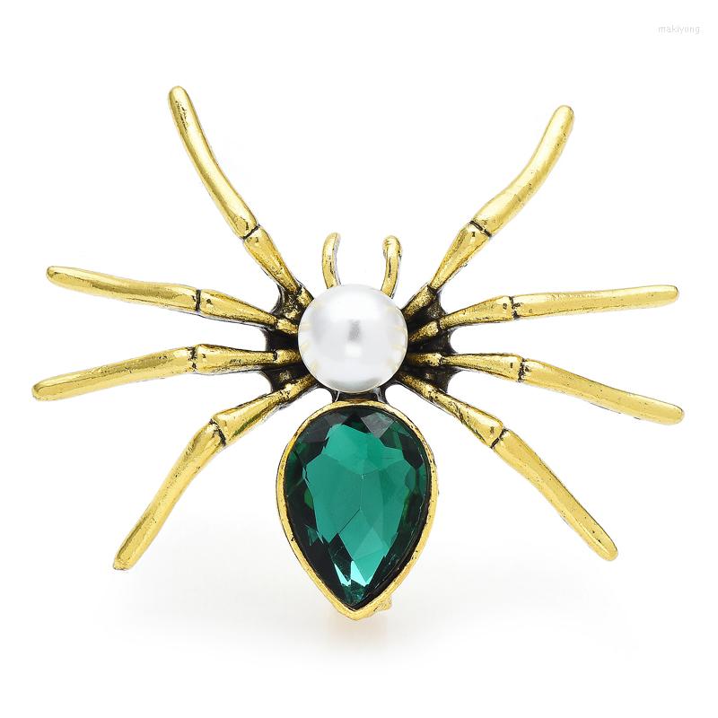 

Brooches Wuli&baby Crystal Spider For Women Men 2-color Pearl Insects Party Casual Brooch Pin Gifts