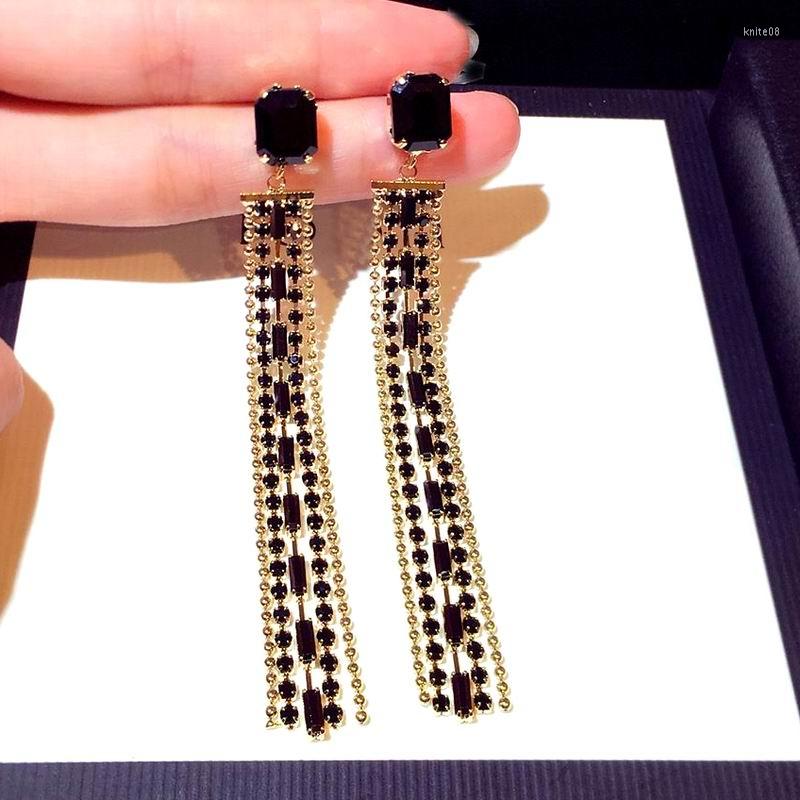 

Dangle Earrings Delicate Black Tassel Long For Women Etrendy Jewelry Drop Gifts