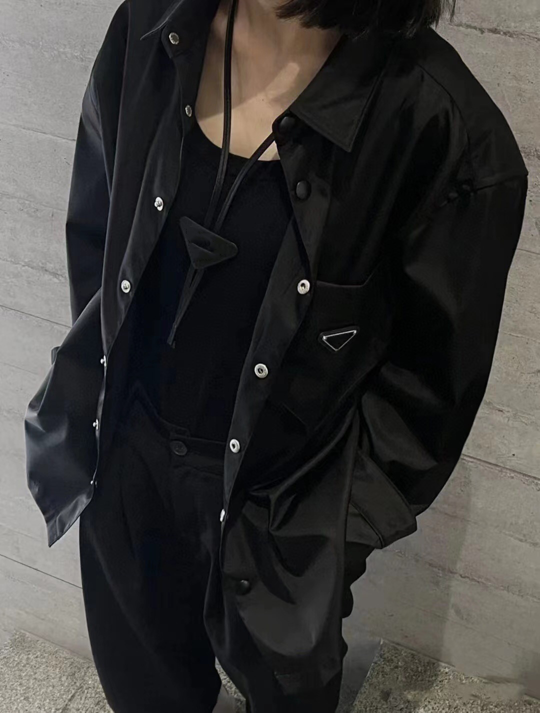 

Men Shirts designer Long sleeve shirt Men's and women's fashionable versatile shirt, Black