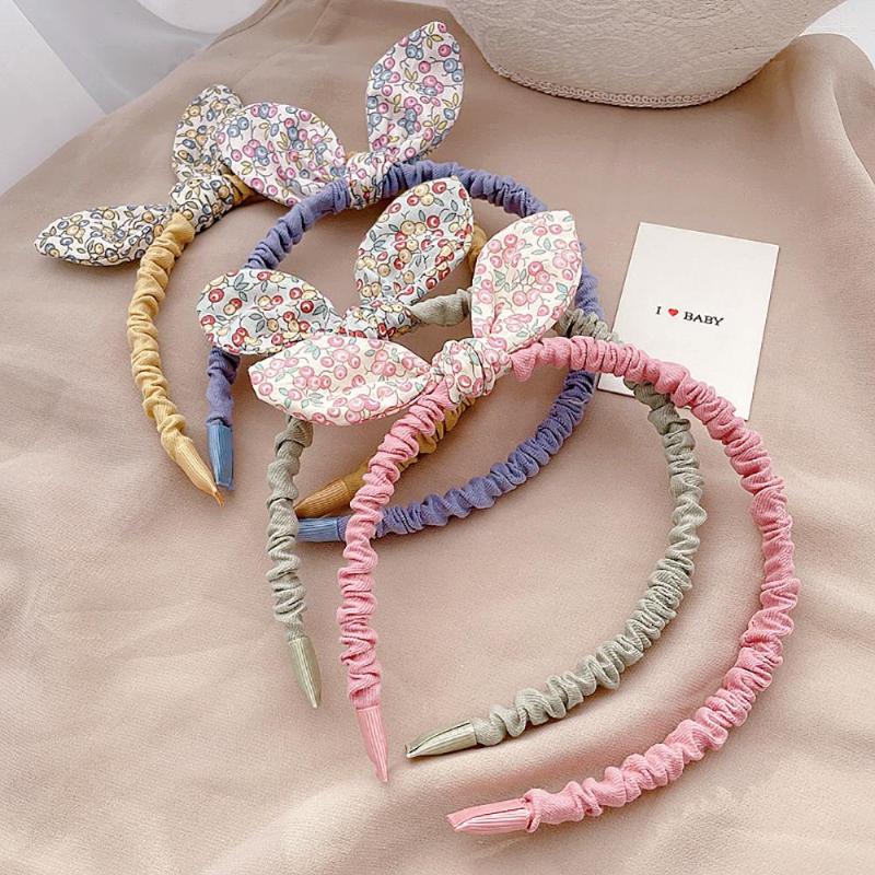 

Hair Accessories Kids Cute Lovely Cloth Flowers Printed Hairband Small Fresh Style Fashion Baby Girls Ears Bowknot Headband Hoops, Blue