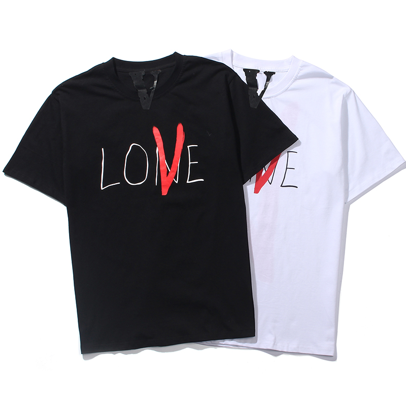 

Vlone Mens Fashion Brand T Shirt Men Womens Red Big V Print Tees High Street Clothing Size S, White