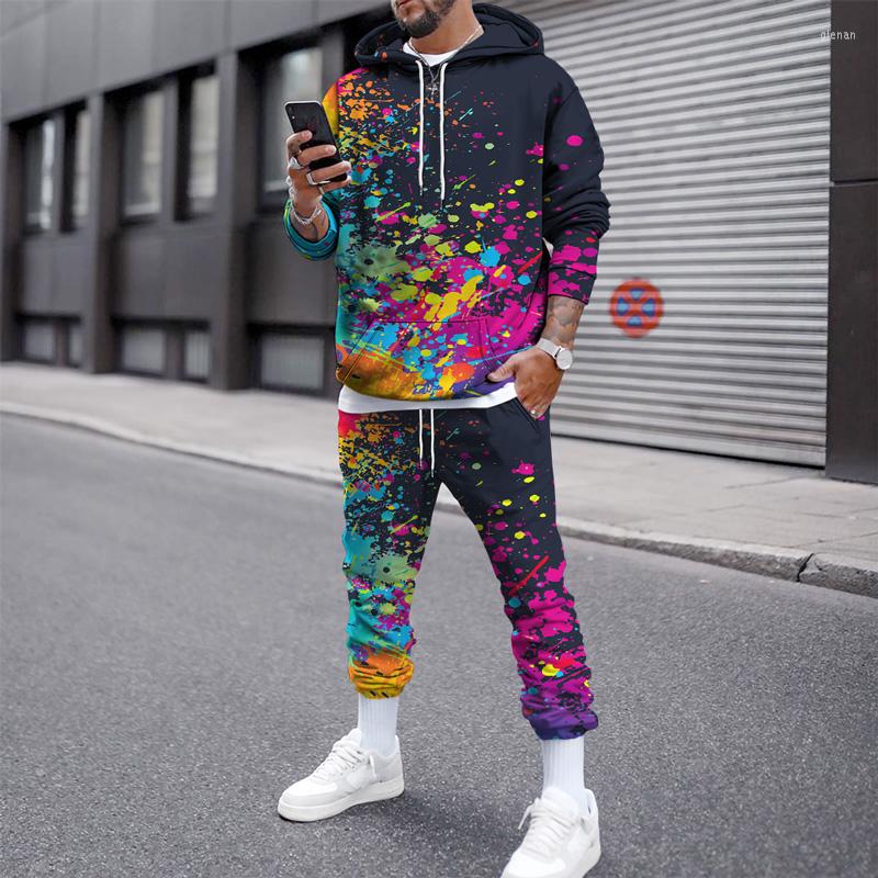 

Men's Tracksuits Autumn Winter 3D Athletic Sets Men Tracksuit Sportswear Hoodies Colorful Long-Sleeve Sweatshirt Sweatpants Clothing Suit, Hoodies set-4