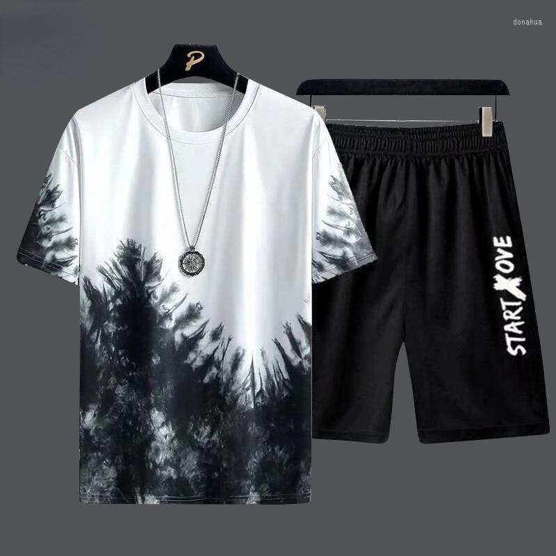 

Men's Tracksuits 2022 Men's Set Harajuku Print Tracksuit Men Short Sleeve 2 Piece Fashion Jogging Sportswear Suit Hip Hop Street, Ndx128red tee