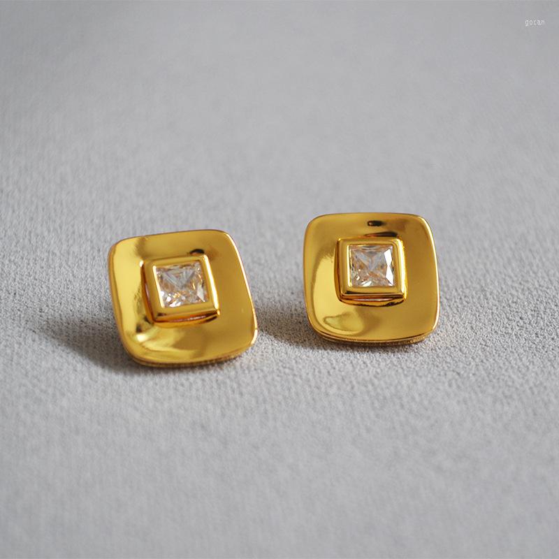 

Stud Earrings CMajor Fashion Brass Jewelry Exquisite Generous Simple Square Zircon 925 Silver Needle Temperament For Women