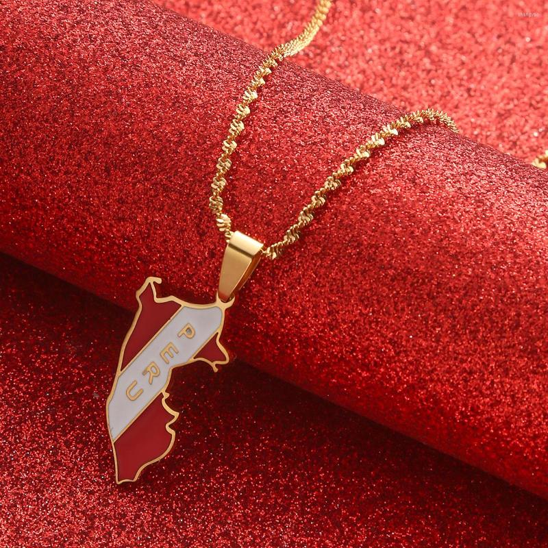 

Pendant Necklaces Stainless Steel Peru Map With Flag Peruvian Jewelry