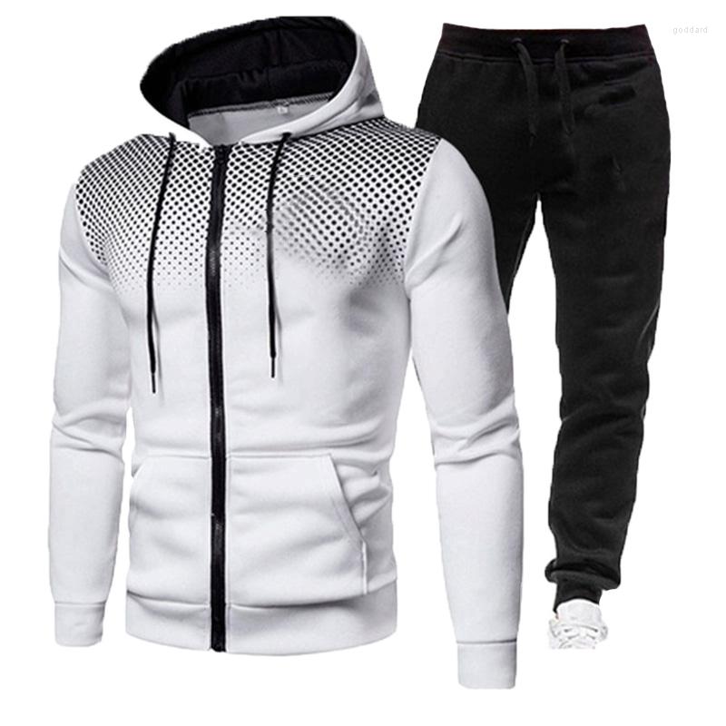 

Men's Tracksuits 2022 Autumn Winter Embroidery Men's Sweatshirt Sweatpants Suit Zipper Hoodie Fitness Sportswear Hooded, Dark gray set