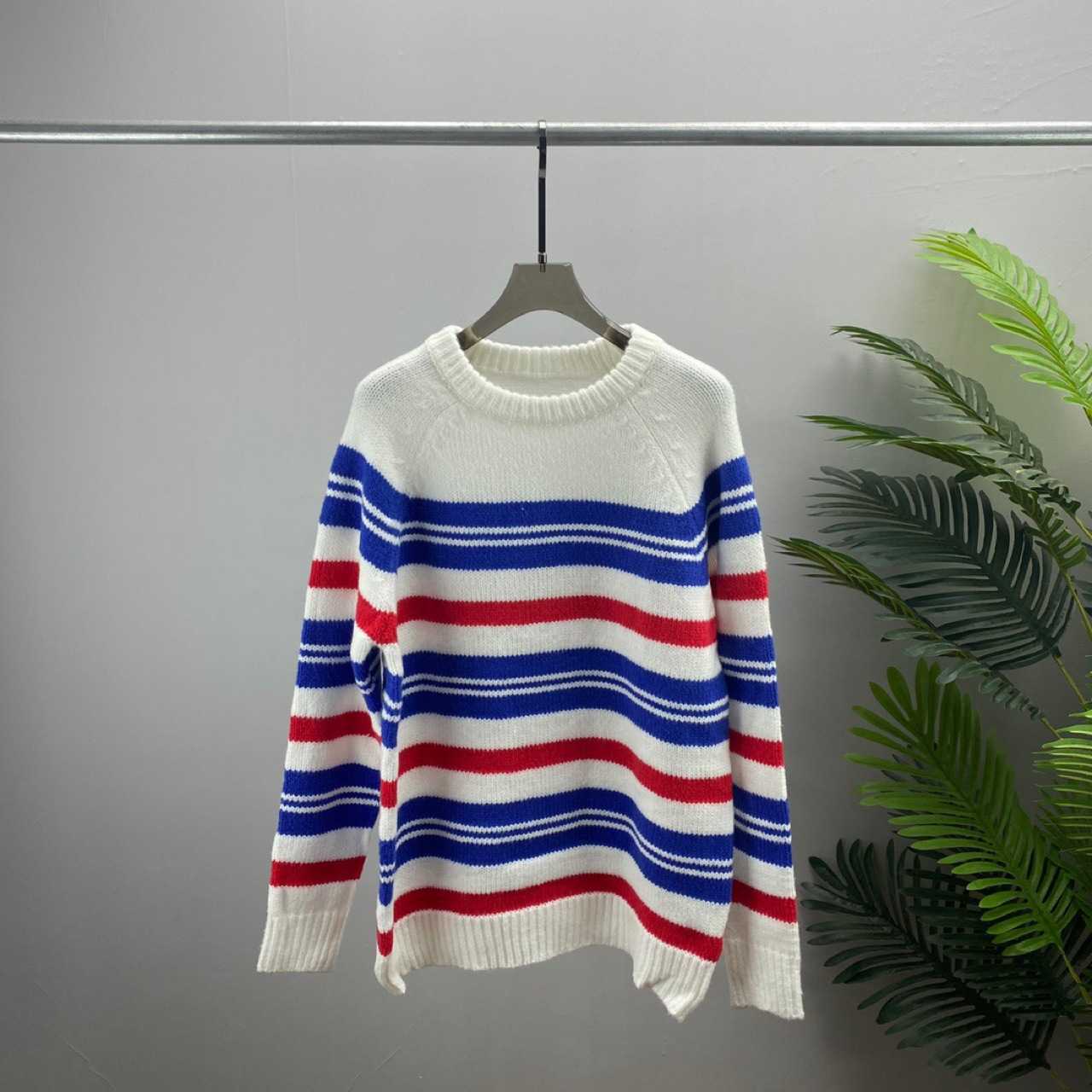 

Women' Jacket Sweater Coat Cell 22FW Celebrity Fashion Brand Goods Knitwear Blue Stripe Print Men' and Top SweaterElegant Classic 2O96