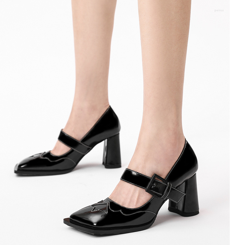 

Dress Shoes 2022 Fashion Square Toe Platform Pumps Mary Janes Women Chunky Block High Heel Ladies Rome Comfortable Female Sandals, Picture shown