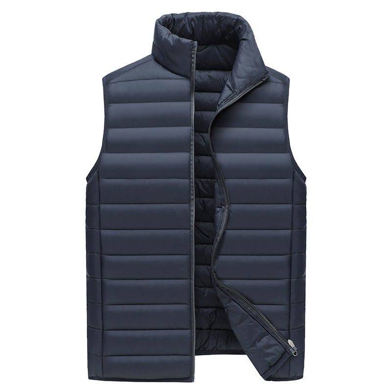 

Men's Vests Autumn Winter Keep Warm Mens Vest Outdoor Casual Stand Collar Lightweight Vest Men Solid Color Sleeveless Jacket Men Outerwear 221202, Navy blue