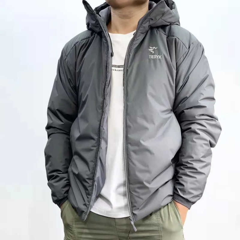

Designer cotton jacket mens outdoor windproof waterproof sportswear womens arc cashmere warm hooded cottons coat zippered cardigan, Black