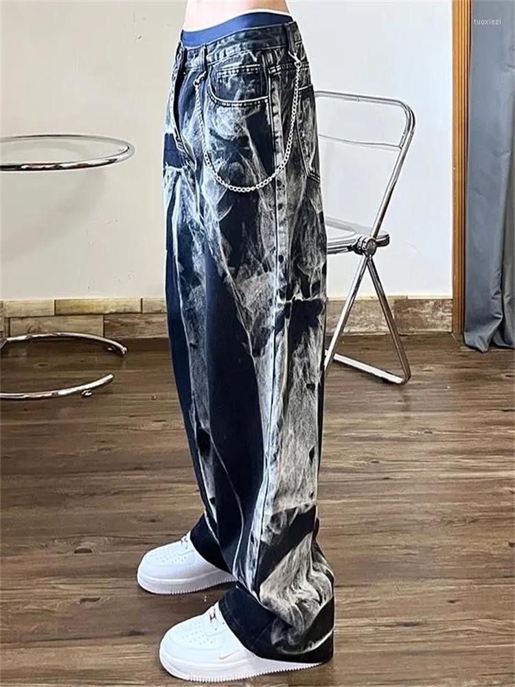 

Women' Jeans Vintage Black Womens High Waist Straight Baggy Pants Chic Design Streetwear Tie Dye Hip Hop Summer Denim Wide Leg Trouser