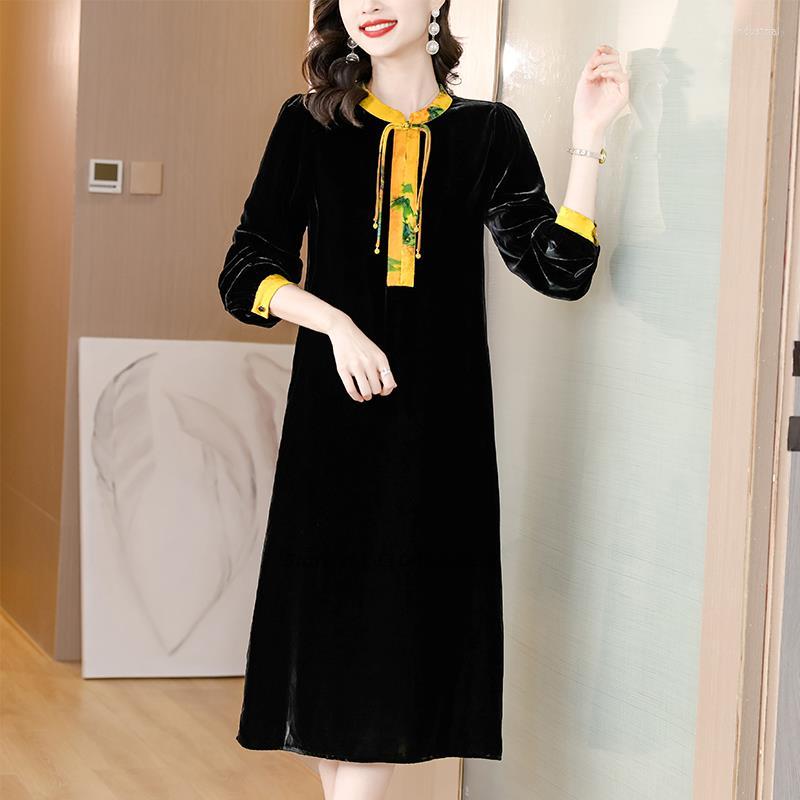 

Ethnic Clothing 2022 Traditional Chinese Improve Dress Velvet Cheongsam Women Style Elegant Party Oriental Qipao Vestido