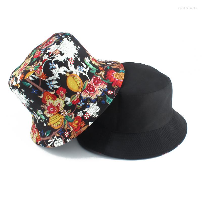 

Berets Harajuku Piranha Flower Bucket Hat Fishing Outdoor Fisherman Reversible Hip Hop Caps Women Men Panama Floral Sun Hats, Xin ju hua