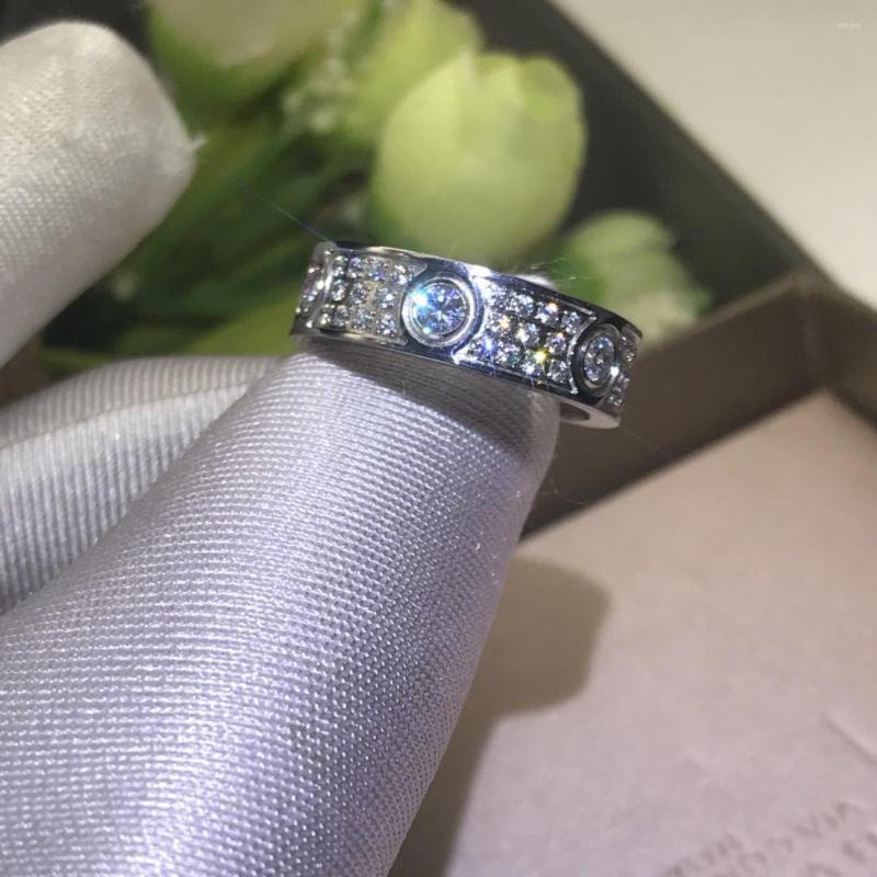 

Cluster Rings Classic High Class French Jewelry All Diamond Lovers Ring Titanium Steel Does Not Fade. Wedding Gift. With Signature Box