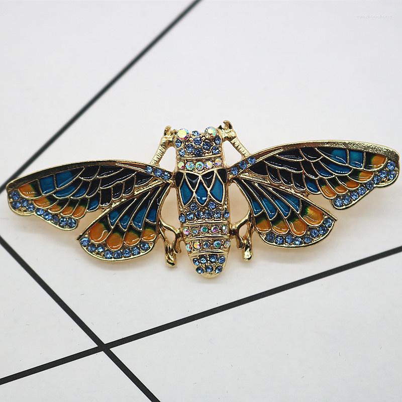 

Brooches Creative Rhinestone Enamel Nature Life Series Fashion Golden Color Cicada Brooch Ladies Accessories