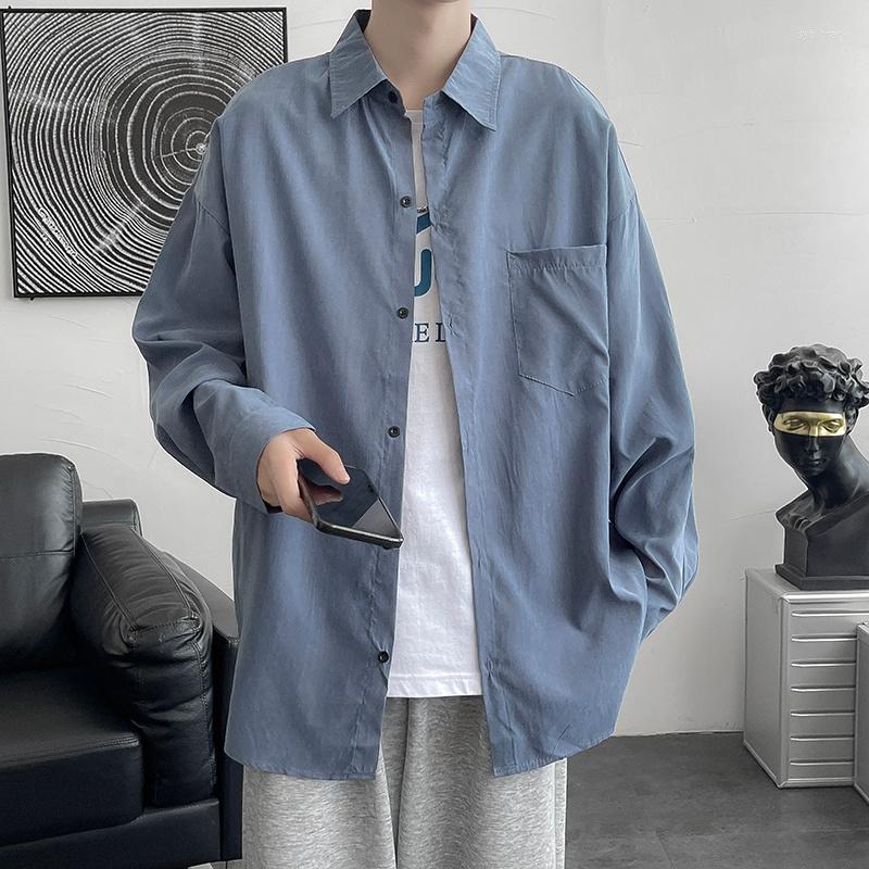 

Men's Casual Shirts Shirt Men's Long Sleeve Ins Simple And Versatile Loose Spring Autumn Korean Fashion Handsome Imported-china, White