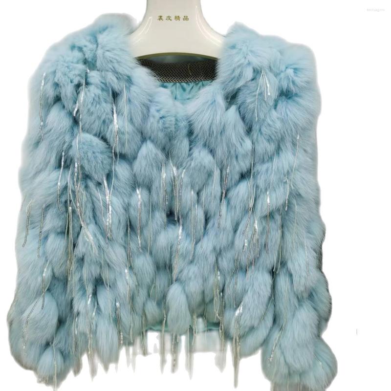 

Women's Fur 2022 Winter Womens Jackets Thick Warm Female Cape Tassel Loose Oversized Real Coats Women Trendy Shawl Lady, Beige