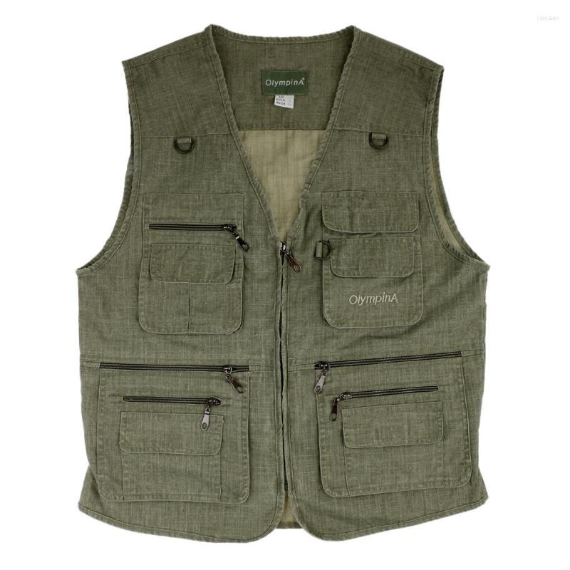

Hunting Jackets Mens Leisure Outdoor Fishing Vest Pography Multi-pocket Jacket Army Green, Picture shown