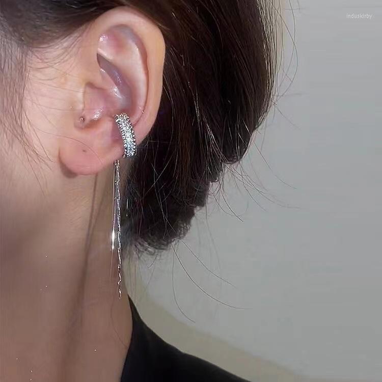 

Backs Earrings Zircon C-shaped Tassel Ear Clip Bone Female Niche Design Simple No-ear Hole E7172