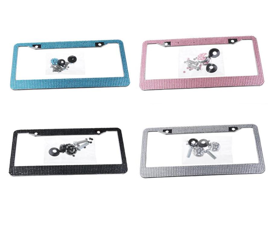 

License Plate Frame License Tag Cover Holder Stainless Steel Auto Car Styling Glitter Crystal Rhinestone Truck Vehicle 31cmx16cm231325000