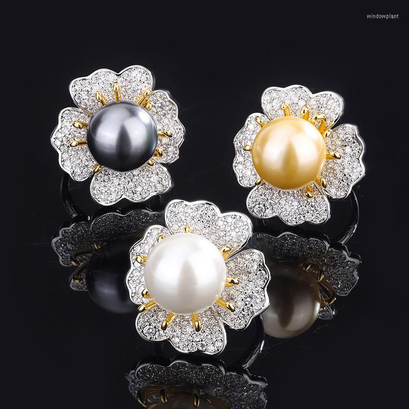 

Cluster Rings 2022 Grey White Pearl Open Adjustable Ring Flower Bud Lotus Fashion Women's Wedding Anniversary Party Fine Jewelry Charms