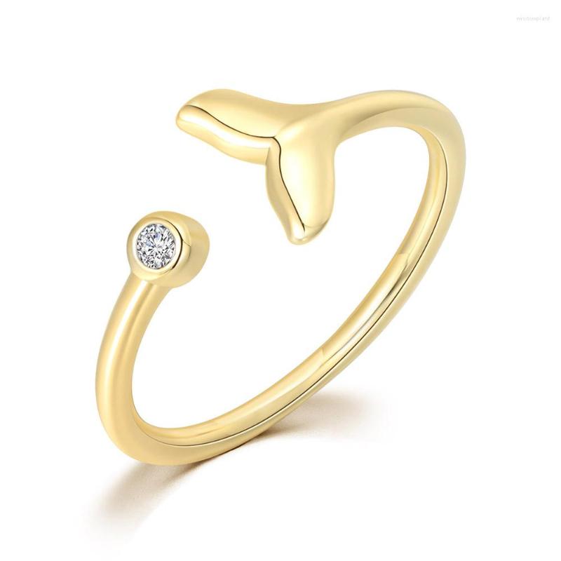 

Cluster Rings Adjustable Little Mermaid For Women Gold Color Dainty Fairy Tail Ring With Zircon Openning Fashion Gifts Jewelry R385