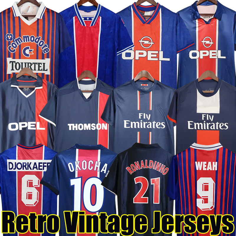 

OKOCHA Retro Soccer Jerseys 93 94 95 96 LEROY ADAILTON Beckham 98 99 00 01 02 03 12 13 14 90 92 classic RAI ANELKA Ibrahimovic camisas de futebol RONALDINHO SIMONE PSGS, Bali 1990-91 home